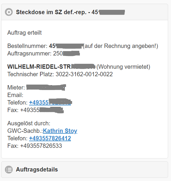 Auftrags-Informationen
