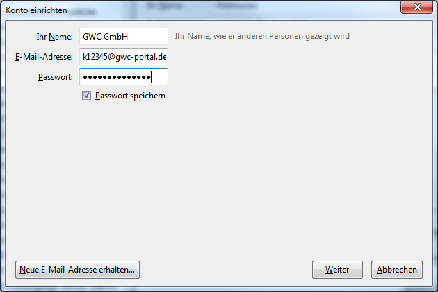 Konto einrichten